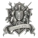 psalms 23:4 with 5 Crusader knights surround designs that compliment tattoo design idea