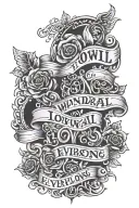 three song titles, wonderwall, everlong, lovesong  tattoo design idea
