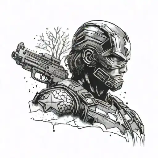winter soldier masked tattoo design idea