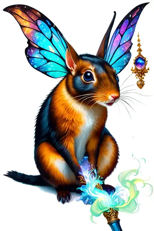 Australian mammals faerie magic wand tattoo design idea