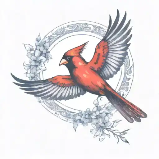 cardinal flying silhouette two wing tattoo design idea