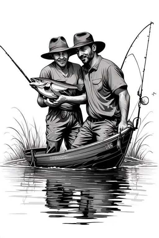 son and dad fishing tattoo design idea