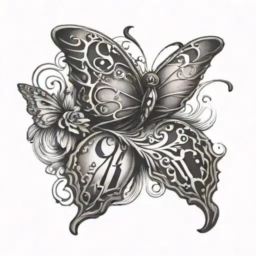 butterfly with the number "911" written tattoo design idea