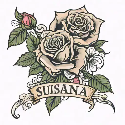 rose name susana tattoo design idea