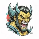 marvel Wolverine snarling with bright colors tattoo design idea
