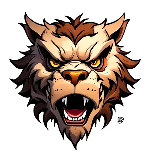 angry foo dog with evil eye tattoo design idea