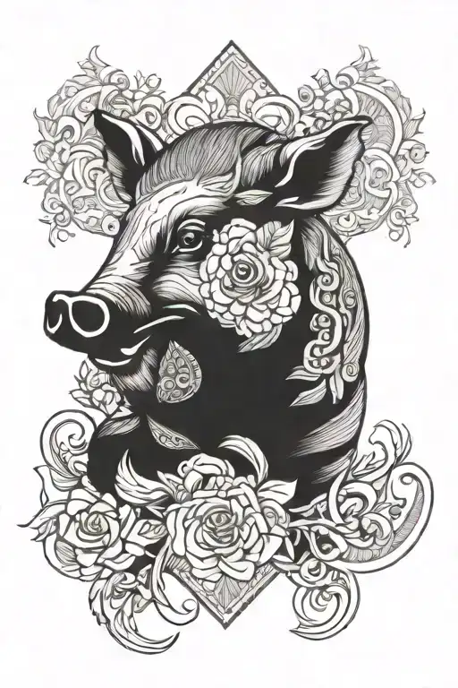 wild hog tattoo design idea