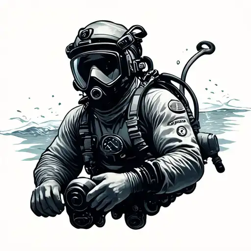 aviation theme underwater scene with a diver tattoo design idea