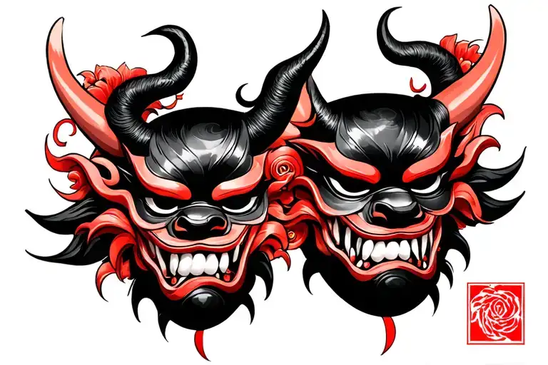 japanese devil mask tattoo design idea