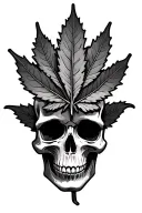 skull pot leaf tattoo design idea
