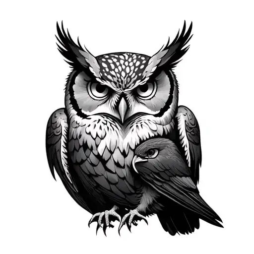 owl, eagle, dove and raven tattoo design idea