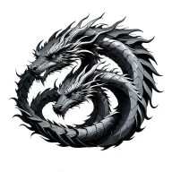 double helix of two dragons intertwined tattoo design idea