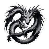 double helix of two dragons intertwined tattoo design idea