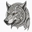 viking circle with wolf head tattoo design idea