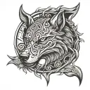 viking circle with wolf head tattoo design idea
