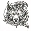 viking circle with wolf head tattoo design idea