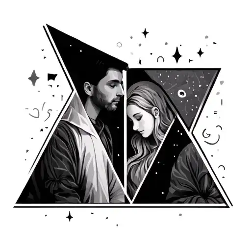 couple family and three unit triangles tattoo design idea