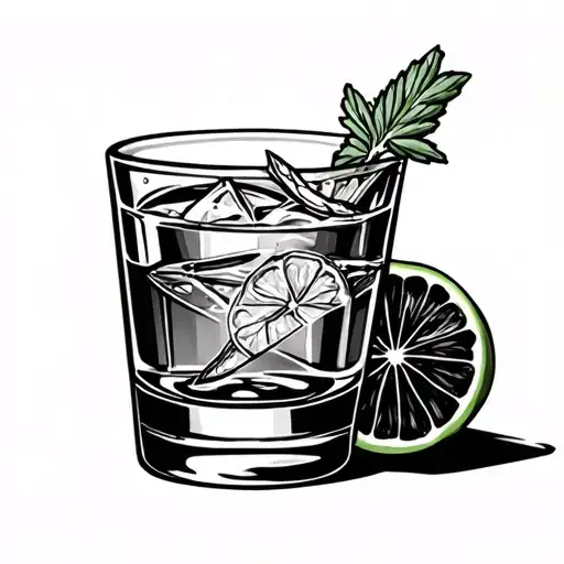 tequila shot glass tattoo design idea