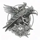 raven guard with beaky mask from warhammer 40k universe tattoo design idea