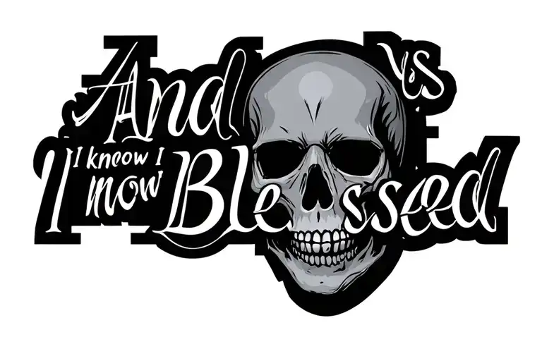"And yes I know I’m blessed " skull face tattoo design idea