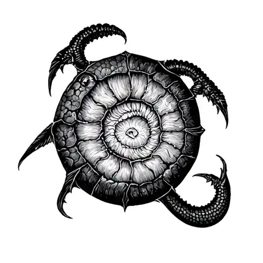 alligator gar fossil embedded tattoo design idea