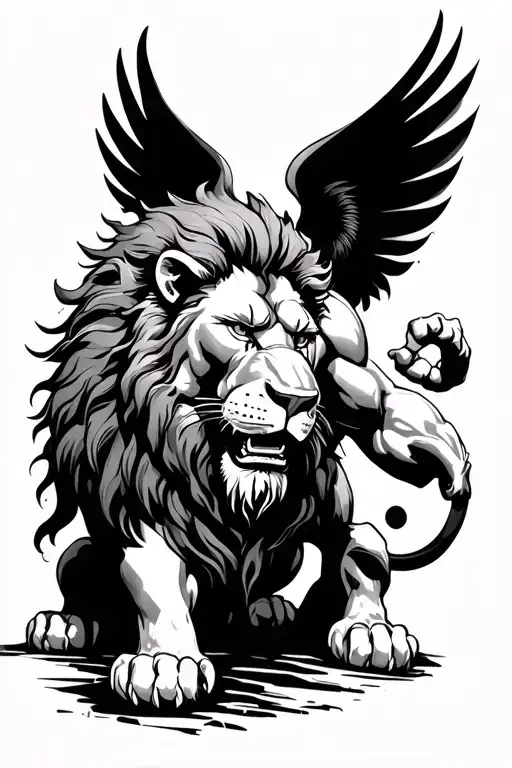 Hercules fighting lion tattoo design idea