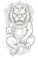 foo dog holding orb tattoo design idea