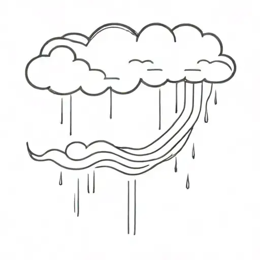 Fine line cloud with rain. Not abstract. The border if the cloud shaped in the word 'mom'. tattoo design idea