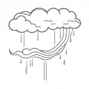 Fine line cloud with rain. Not abstract. The border if the cloud shaped in the word 'mom'. tattoo design idea