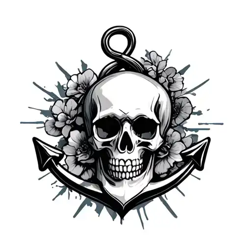 anchor skull tattoo design idea