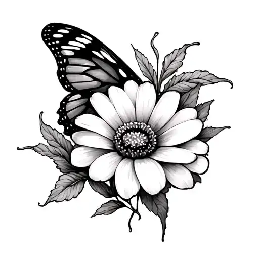 a small tattoo in fineline on upper arm a flower with butterfly dedicated to the NF disease, but this should not stand out tattoo design idea
