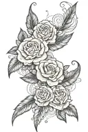 roses feather lace pearls and fishnet  lace  tattoo design idea