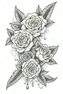 roses feather lace pearls and fishnet  lace  tattoo design idea