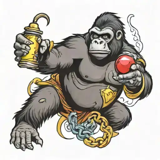 gorilla holding time bomb tattoo design idea