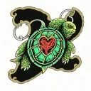 turtle anatomical heart shaped lock tattoo design idea