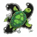 turtle anatomical heart shaped lock tattoo design idea