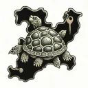 turtle anatomical heart shaped lock tattoo design idea