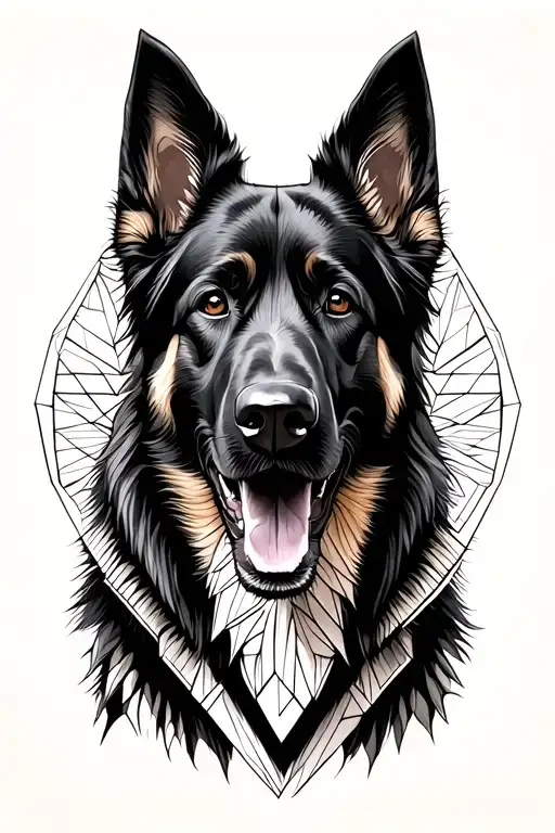 black german shepherd dog tattoo design idea