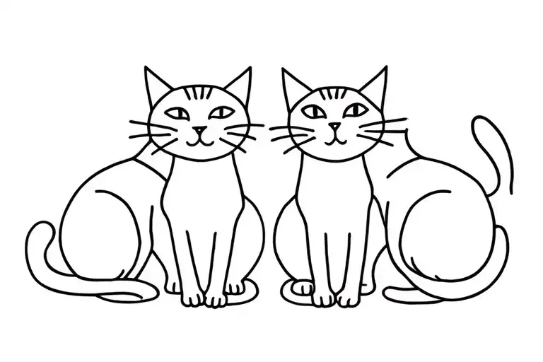 four cats sitting two smaller than the other tattoo design idea