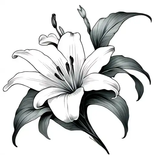 white lily and semicolon tattoo design idea