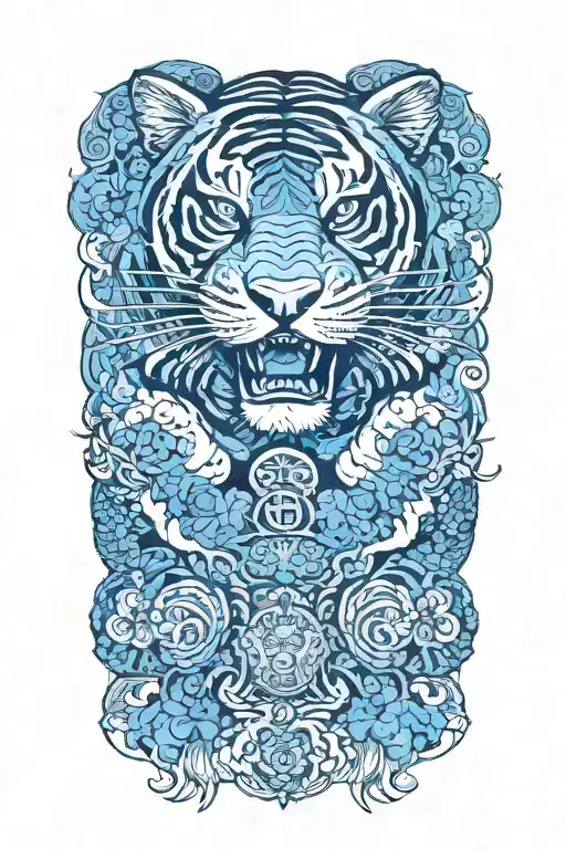 tiger fighting tattoo design idea