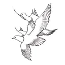 4 doves flying together symbolizing family to be placed on ribs tattoo design idea