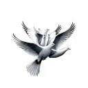 4 doves flying together symbolizing family to be placed on ribs tattoo design idea