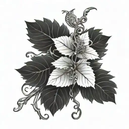 grapevine wraps around thigh tattoo design idea