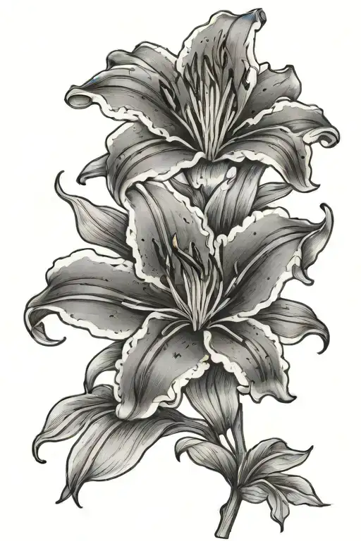 lily flowers light shading more line work tattoo design idea