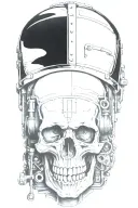 railroad train with one skull and engine camshafts harley davidson style tattoo design idea