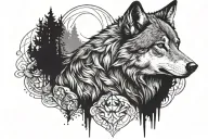 wolf looking forward tattoo design idea