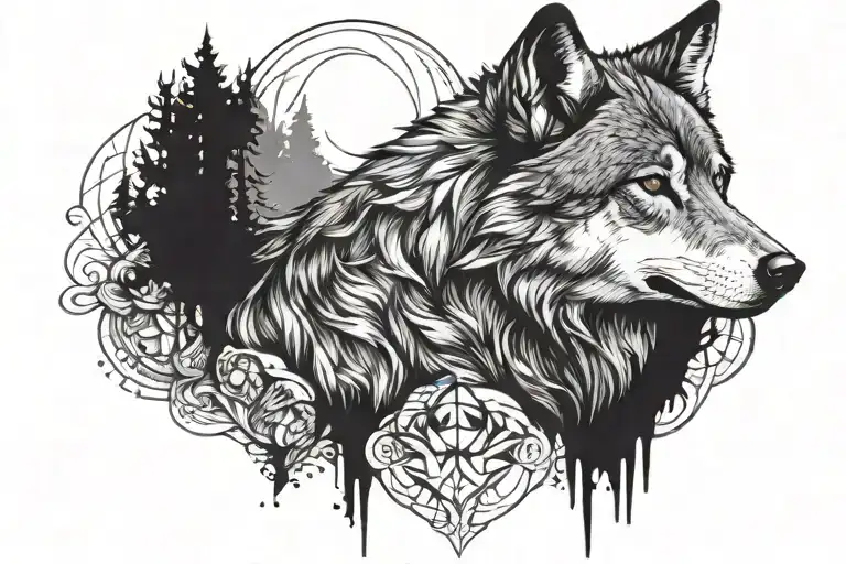 wolf looking forward tattoo design idea