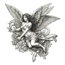gothic angel falling tattoo design idea