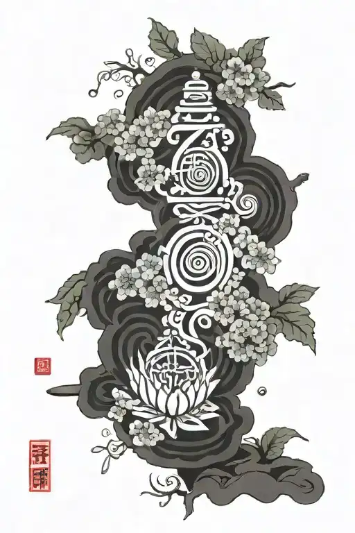 numeral number 7 chakras tattoo design idea